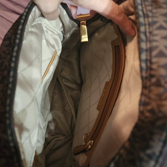 Michael Kors Chocolate Signature Computer Backpack with Leather Trim - Picture 6 of 9